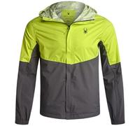 Spyder Mens Rain Jacket - Waterproof Lightweight Hooded Windbreaker, Outerwear Jacket for Golf, Hiking and Outdoor (S-XL), Lime Punch, Medium