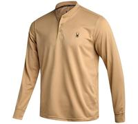 Spyder Mens Thermal Long Sleeve Shirt - Moisture Wicking Henley Shirts for Men with UP 30 Dri Fit Long Sleeve Shirts for Men, Sand, XL