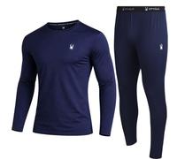 Spyder Mens Thermal Top and Bottom Set - 2 Piece Fleece Lined Thermal Shirts for Men and Long Johns Leggings Base Layer Set, Navy, Medium