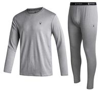 Spyder Mens Thermal Top and Bottom Set - 2 Piece Fleece Lined Thermal Shirts for Men and Long Johns Leggings Base Layer Set, Heather Grey, Medium
