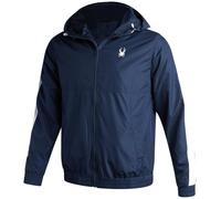 Spyder Men's Windbreaker Jacket - Lightweight Wind-Resistant and Waterproof Zip Up Hooded Rain Coat for Men (Sizes: S-XL), True Navy, Medium