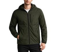 Spyder Mens Windbreaker Jacket - Lightweight Insulated Water-Resistant Active Zip Up Hooded Windbreaker Jackets for Men, Olive, L