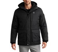 Spyder Mens Winter Coats - Polar Fleece Jacket Parka Down Winter Coat Wind Resistant Waterproof Hooded Jackets for Men, Black, X-Large