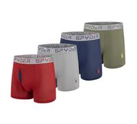 Spyder Performance Mesh Mens Boxer Briefs Sports Underwear/Fly Front (Small, Heather/Red/Green/Navy)