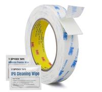 Spyder Tape 1600T Heavy-Duty Double Sided PE Foam Tape - 20mm x 10m - Weatherproof Strong Adhesive Mounting Tape + IPA & Adhesion Promoter Wipes for Maximum Bond Strength- Indoor/Outdoor Professional