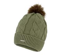 Spyder Womens Cable Knit Pom Pom Beanie with Ribbed Cuff, Sage, One Size