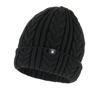 Spyder Womens Fleece Lined Cable Knit Beanie, Black, One Size
