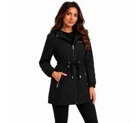 Spyder Womens Lightweight Jackets - Wind and Water Resistant 2 Way Stretch Long Hooded Quilted Jackets for Women with Pockets, Black, XL