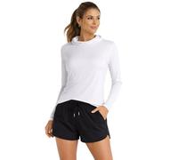Spyder Womens Long Sleeve Sun Shirt - UPF 50 Sun Protection Hoodie Pockets, White, Large