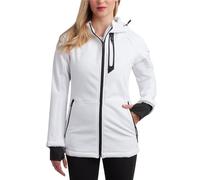 Spyder Womens Softshell Jacket - Lightweight Terry Fleece Hoodies for Women Water Resistant Zip Up Womens Windbreaker Jacket, White, M