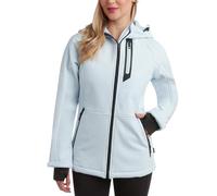 Spyder Womens Softshell Jacket - Lightweight Terry Fleece Hoodies for Women Water Resistant Zip Up Womens Windbreaker Jacket, Ash Blue, XL