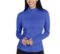 Spyder Women's Stretch Long Sleeve Zip Up Yoga Jacket with Thumb Holes, Blue, XL