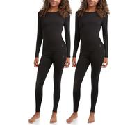 Spyder Women's Thermal Underwear Set - 4 Piece Brushed Back Fleece Lined Long Johns Base Layer Set for Women (Sizes: S-XL), Black/Black, Large