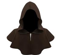 Spydge Medieval Hooded Cowl Halloween Cowl Cloak Hat Cloak Cape Cosplay Costume Accessories for Men Women Halloween Cosplay Party Costume Brown