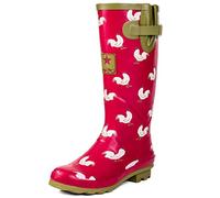 SPYLOVEBUY Adjustable Buckle Flat Festival Wellies Rain Boots Red Chicken Sz 4