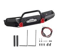SPYMINNPOO 1/10 RC Crawler Bumper, Metal Front Bumper with LEDs, Attractive Winch Mount Low Profile Design (Flat Head)