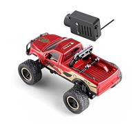 SPYMINNPOO 1:64 Mini RC Car, 2.4G 4WD FPV Remote Control Off Road Vehicle with HD Camera, Gyro, LED Lights, for Kids Adults (Red)