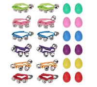 SPYMINNPOO 12 Egg Shakers and 12 Wrist Bells, Complete Percussion Musical Instruments with 6 Colors and Adjustable Straps for Kids