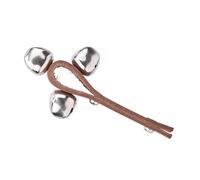 SPYMINNPOO 3 Bells Jingle Handbell Kids Music Toy, Comfortable Handfeel, Create Loud and Clear Sound, Suitable for Dancing Places, Brown Leather Bell Diameter 25mm
