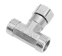 SPYMINNPOO 3 Way Tee Pipe Fitting Stainless Steel Hose Connector for Water Gas, Firm Connection, High Pressure Success, for Wide Application, G1/2 for Water Heating, Building Materials, Gas (Middle