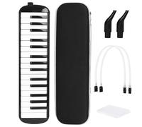 SPYMINNPOO 32 Key Melodica, Air Piano Keyboard Instrument with 1.0mm Brass Reed Plate 2 Tubes Mouthpieces for Beginners Performers Includes EVA Case (Black)