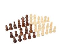 SPYMINNPOO 32PCS Wooden Chess Pieces with Soft Felt Bottom Dual Color Glossy Chess Figures Toy Set for Children and Beginners