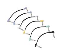 SPYMINNPOO 6PCS 16cm Guitar Patch Cables, 6.35mm 90° Right Angle Effect Pedal Cords with Nylon Braid, for Pedalboards & Sound Equipment