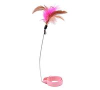 SPYMINNPOO Adjustable Cat Feather Collar Toys with Bell Color Feather Design for Funny Playful Cats Wire Plastic for Cat Lovers (Pink)