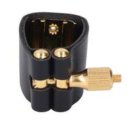 SPYMINNPOO Alto Sax Mouthpiece Leather Ligature Shiny Closure for Improving Sound Clarity with Metal Clamp for Various Plastic Mouthpiece Saxophone