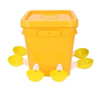 SPYMINNPOO Automatic Chicken Waterer Set Low Spillage Self Replenishing Poultry Waterer for Chicken Bird Duck Goose Turkey Farming White Size 11.42x9.84x9.84in (Yellow Water Cups)