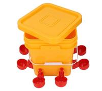 SPYMINNPOO Automatic Chicken Waterer Set Low Spillage Self Replenishing Poultry Waterer for Chicken Bird Duck Goose Turkey Farming White Size 11.42x9.84x9.84in (Red Water Cups)