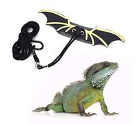 SPYMINNPOO Black Adjustable Artificial Leather Pet Lizard Leash Rope for Safe Walking Outdoor Use for Various Reptiles S,M,L Cushions Included