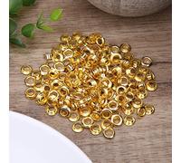 SPYMINNPOO Brass Double Sided Eyelets Rivets for Leather Craft, 5mm Silver Eyelet for Shoes Bag Belt,100pcs for Scrapbook (Gold)