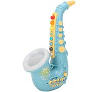SPYMINNPOO Children's Musical Toy Saxophone, 5-Speed Volume Adjustment, Lung Capacity Exercises, Plastic Material, Suitable for Over 3 Years Old ((Blue-English version))