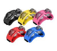 SPYMINNPOO Crescent Shaped Floor Standing Tambourine with Stainless Steel Jingle Bells, Bright Tones, Sliding and Closed Design, ABS Frame, 5-Piece Set, Red/Pink/Blue/Black/Yellow, Suitable for Live