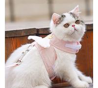 SPYMINNPOO Cute Anti Breakaway Cat Vest Harness Leash for Kitten, Adjustable Lightweight Angel Wings Cat Harness Leash for Daily Walks, Soft Cloth Material (XL (2.5-4kg / 5.-8.8lb))