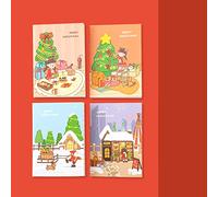 SPYMINNPOO Cute Cartoon Notebooks 32 Pages for Writing to Do Lists for Kids, Safe Nail Binding Cute Notepads for Girls (Meet at Christmas (single price))