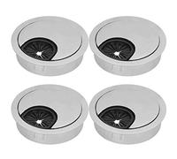 SPYMINNPOO Desk Cable Wire Grommet Organizers for Office Table Computer Desk Cord Hole Cover for Home School, Zinc Alloy Silver 4 Set (50 brushed alloy wire box)