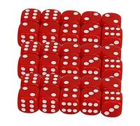 SPYMINNPOO Dice Set Portable Impact Resistant Plastic 6 Sided Round Corner White Number Dots for Board Games Math Teaching 30Pcs for Games and Teaching Situations (Red)