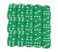 SPYMINNPOO Dice Set Portable Impact Resistant Plastic 6 Sided Round Corner White Number Dots for Board Games Math Teaching 30Pcs for Games and Teaching Situations (Green)