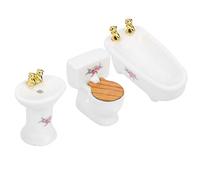 SPYMINNPOO Dollhouse Bathroom Set,1/24 Dollhouse Miniature Furniture Toys Simulation Ceramic Basin Bathtub Toilet Sink Kit Dollhouse Toilet 1/24 Scale Bathroom Dolls House Bathroom Set 24 The Scale