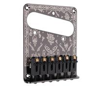 SPYMINNPOO Electric Guitar Fixed Bridge, Musical Instruments Replacement String Spacing with 5 Mounting Screws for Squier 6 Saddle Base 52.5mm