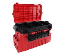 SPYMINNPOO Fishing Tackle Box, Multi Layer Storage with Adjustable Partitions, Non Slip Foot Pad, Security Lock Buckle, Water Resistant, for Sea Rock Fishing Enthusiasts (Red)