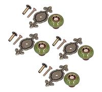 SPYMINNPOO Furniture Handle Exquisite Zinc Alloy Cabinet Door Drawer Handle for Wardrobe Decor Drawer Furniture, 4 Sets Round Cabinet Knob for Most Styles (1901 Green Ancient Leopard Print Green)