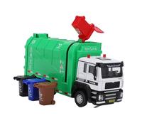 SPYMINNPOO Garbage Truck Toy, 1:50 Scale Pull Back Alloy Recycling Truck with Sound and Light, Liftable Front and Openable Rear Cover, for Kids 6 Years and Up