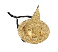 SPYMINNPOO Hamster Hat Moon Star Pattern Small Animal Pet Top Hats for Turtles Lizards Geckos, Adjustable Chin Strap Pet Decorative Costume Hat for Happy Holidays, Premium Short Plush, Felt (Gold)