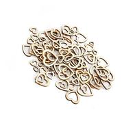 SPYMINNPOO Hollow Heart Shape 200Pcs Natural Wood Crafted Home Decorative Pendant 10-30mm for DIY Manual Accessories (30-10MM Mixed Hair 200 Pieces)