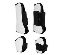 SPYMINNPOO Horse Leg Guard Set Durable Front Back Leg Protector Equipment for Jumping Obstacles, 4PCS for Riding, White PU Shell Neoprene Material