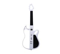 SPYMINNPOO Kids Electric Guitar, Foldable Portable Stringless Guitar Toy with LED Light & 4 Drum Machine Rhythms (White)