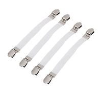 SPYMINNPOO Mattress Sheet Straps Double Head Clips Gripper Holder for Bed Sheet Fasteners Suspenders, Elastic and Durable, 4pcs Set for Bedroom (White)